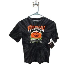 CELEBRATE Girl Shirt Halloween Rocks Short Sleeve Round Neck Size L Black Orange